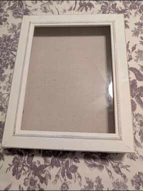Classic Cream Decorative Shadowbox Picture Frame With Padded Insert And Pins.